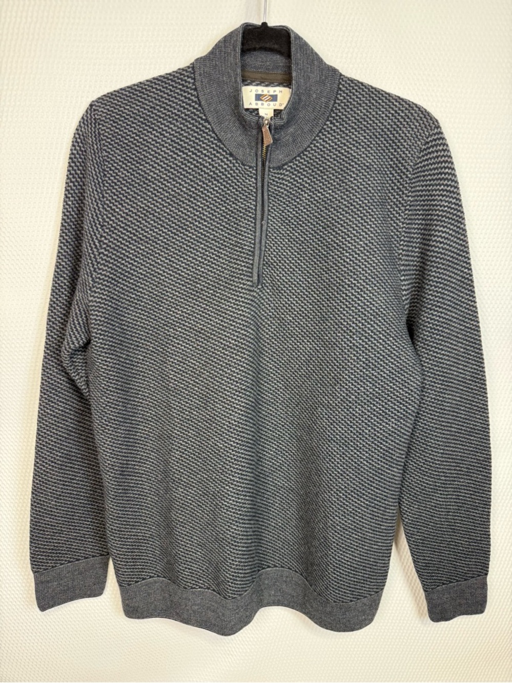 Joseph Abboud Merino Wool Blend 1/4 Zip Sweater Gray Textured Men’s Medium